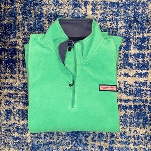 Vineyard Vines Light Green 1/4 Zip Fleece Sweater